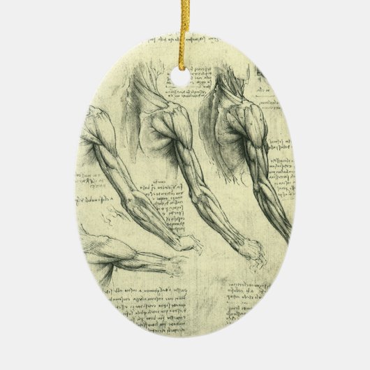 Leonardo da Vinci's arm- en schouderanatomie Keramisch Ornament (Voorkant)