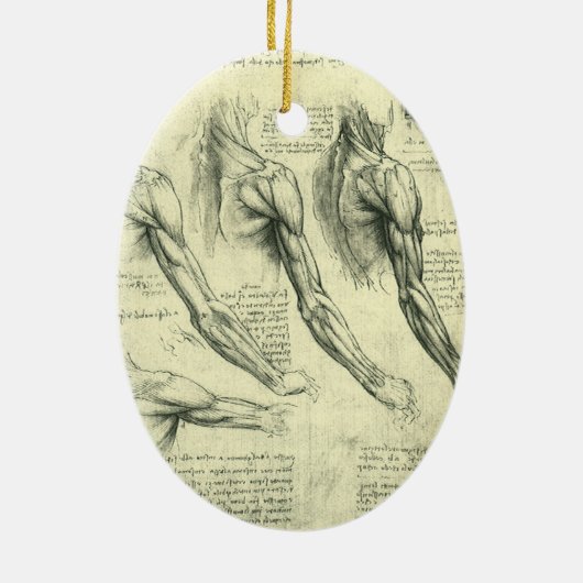 Leonardo da Vinci's arm- en schouderanatomie Keramisch Ornament (Achterkant)