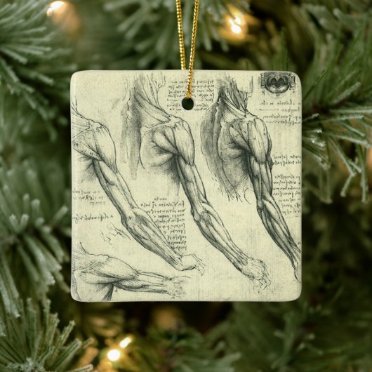 Leonardo da Vinci's arm- en schouderanatomie Keramisch Ornament (Boom)
