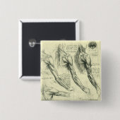 Leonardo da Vinci's arm- en schouderanatomie Vierkante Button 5,1 Cm (Voorkant /achterkant)