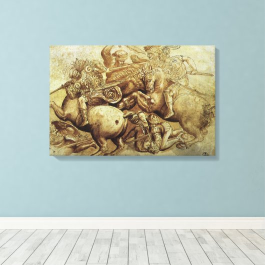 Leonardo da Vinci's De Slag bij Anghiari Canvas Afdruk (Insitu (Houten vloer))
