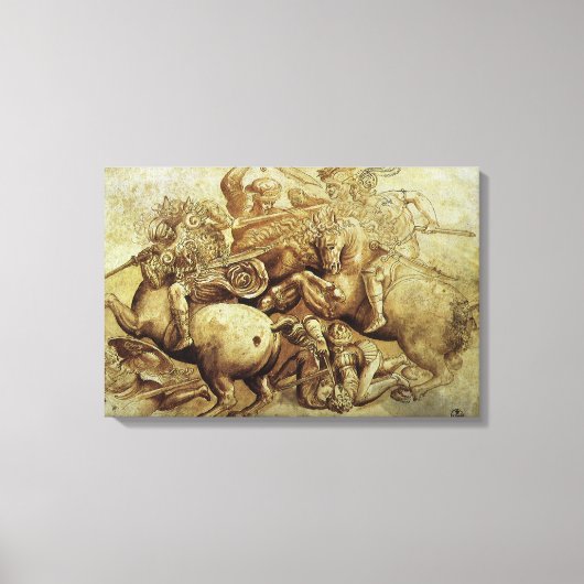Leonardo da Vinci's De slag om Anghiari Canvas Afdruk (Voorkant)