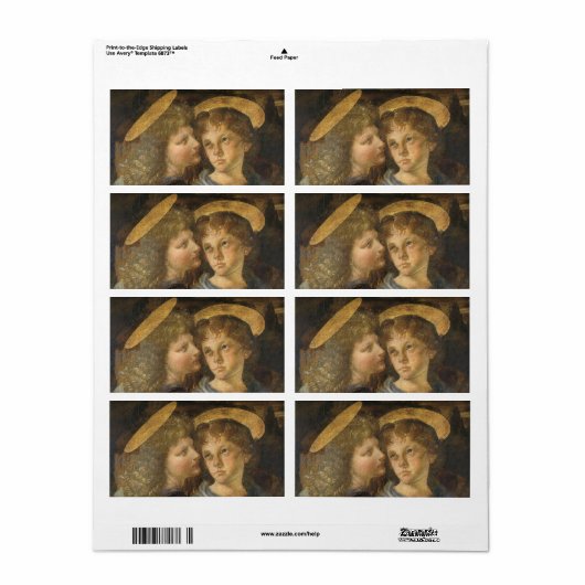 Leonardo da Vinci's doop van Christus engelen Etiket (Full Sheet)