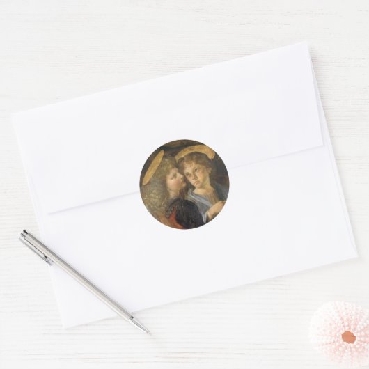 Leonardo da Vinci's doop van Christus engelen Ronde Sticker (Envelop)