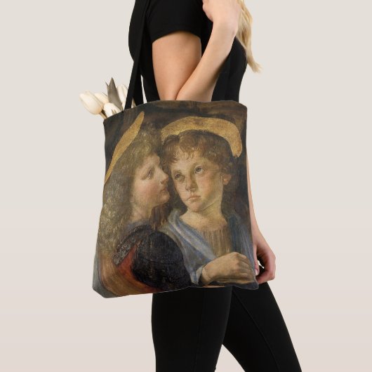 Leonardo da Vinci's doop van Christus engelen Tote Bag (Dichtbij)