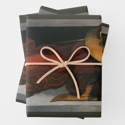 Leonardo da Vinci's Een engel in het rood met een  Inpakpapier Vel (In situ)