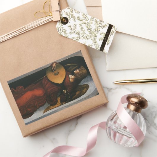 Leonardo da Vinci's Een engel in het rood met een  Rechthoekige Sticker (Geschenken)