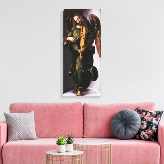 Leonardo da Vinci's Engel in Groen met een Vielle Canvas Afdruk (Insitu (Woonkamer))
