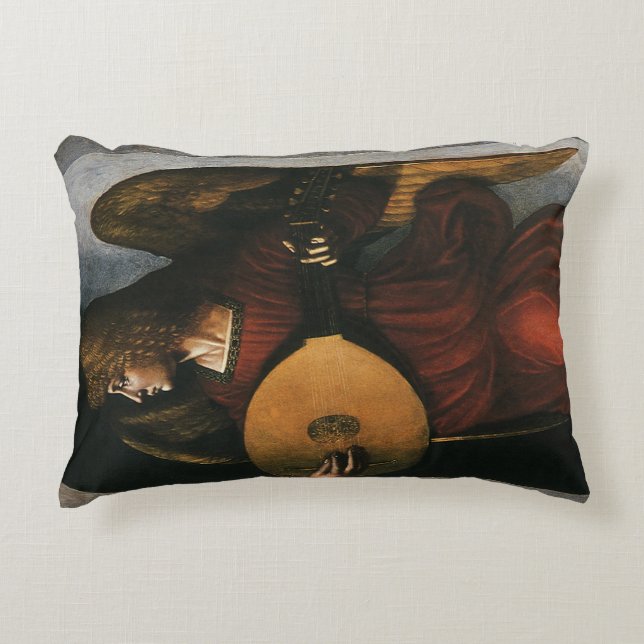 Leonardo da Vinci's Engel in het rood met een luit Accent Kussen (Voorkant)