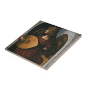 Leonardo da Vinci's Engel in het rood met een luit Tegeltje (Zijkant)