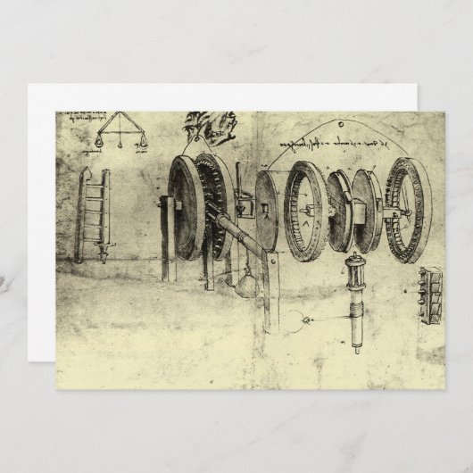 Leonardo da Vinci's Engineering Sketch of a Wheel (Voorkant / Achterkant)