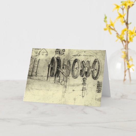 Leonardo da Vinci's Engineering Sketch of a Wheel Kaart (Gele Bloem)