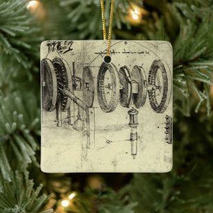 Leonardo da Vinci's Engineering Sketch of a Wheel Keramisch Ornament