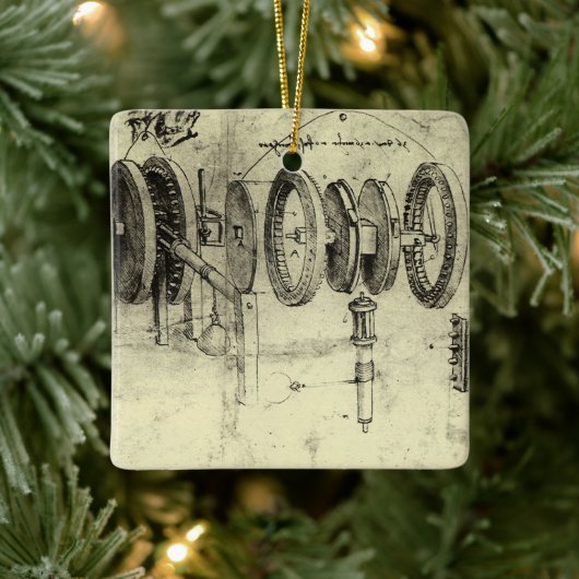 Leonardo da Vinci's Engineering Sketch of a Wheel Keramisch Ornament (Boom)