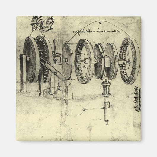 Leonardo da Vinci's Engineering Sketch of a Wheel Magneet (Voorkant)