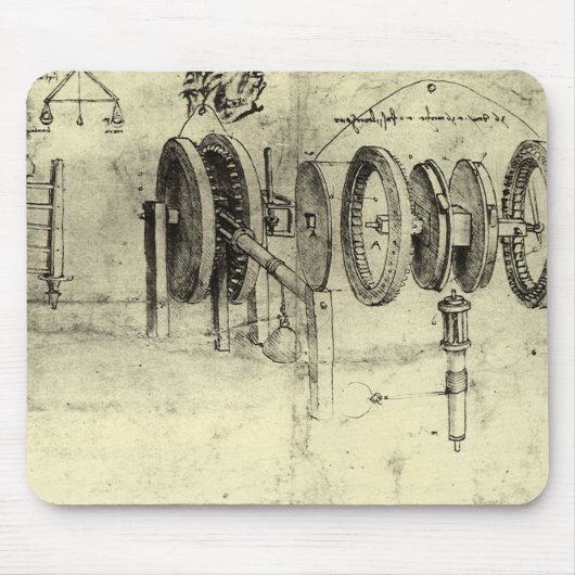 Leonardo da Vinci's Engineering Sketch of a Wheel Muismat (Voorkant)