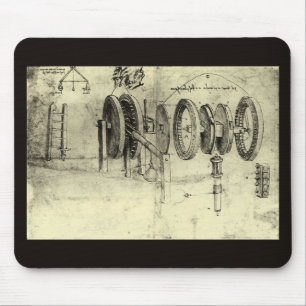 Leonardo da Vinci's Engineering Sketch of a Wheel Muismat