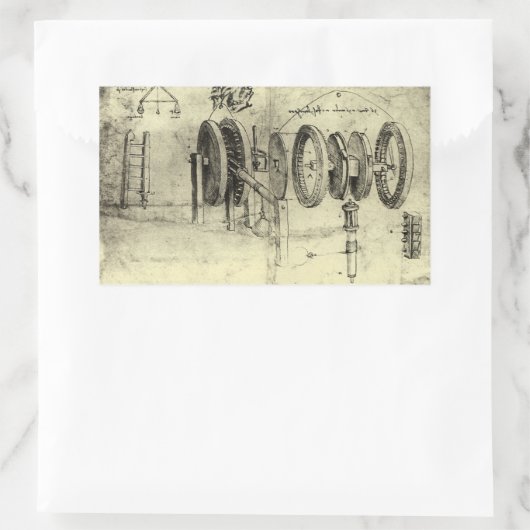 Leonardo da Vinci's Engineering Sketch of a Wheel Rechthoekige Sticker (Tas)