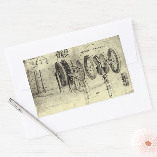 Leonardo da Vinci's Engineering Sketch of a Wheel Rechthoekige Sticker (Envelop)