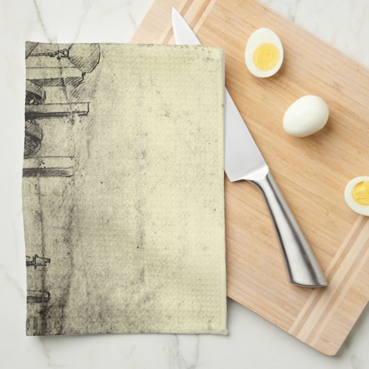 Leonardo da Vinci's Engineering Sketch of a Wheel Theedoek (Quarter Fold)