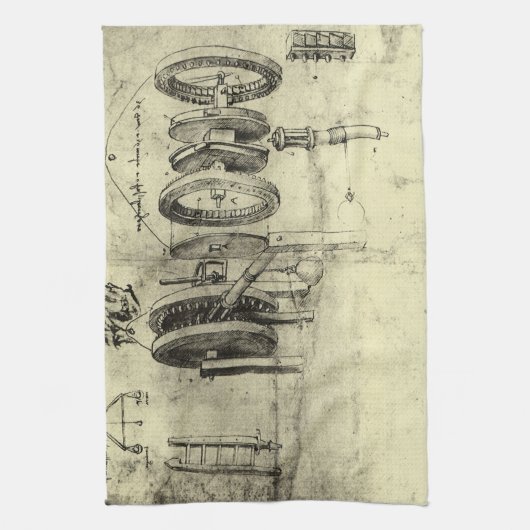 Leonardo da Vinci's Engineering Sketch of a Wheel Theedoek (Verticaal)