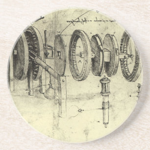 Leonardo da Vinci's Engineering Sketch of a Wheel Zandsteen Onderzetter