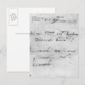 Leonardo da Vinci's handschrift Briefkaart (Voorkant / Achterkant)