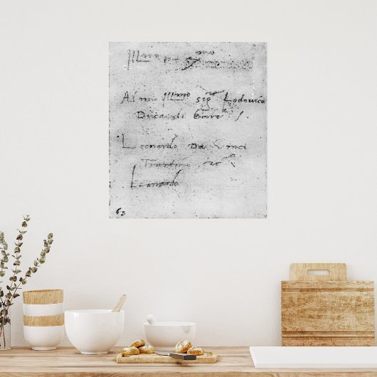 Leonardo da Vinci's handschrift Poster (Keuken)