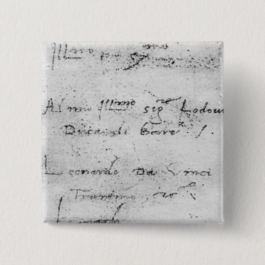Leonardo da Vinci's handschrift Vierkante Button 5,1 Cm (Voorkant)