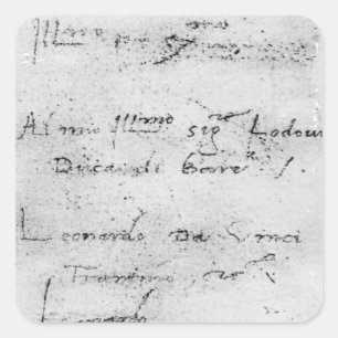 Leonardo da Vinci's handschrift Vierkante Sticker