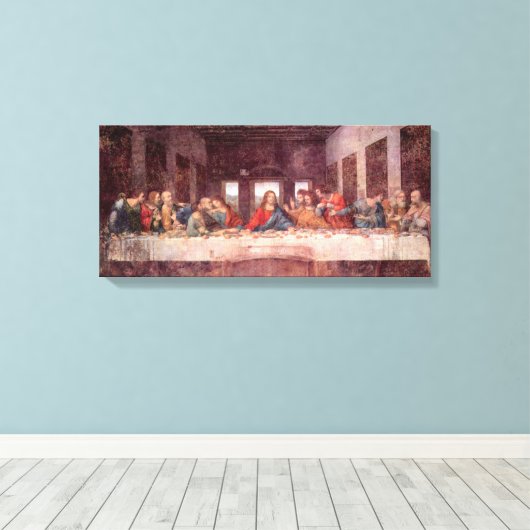 Leonardo da Vinci's Het Laatste Avondmaal Canvas Afdruk (Insitu (Houten vloer))
