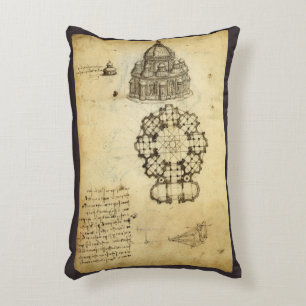 Leonardo da Vinci's Kathedraal Architectuur Studie Accent Kussen