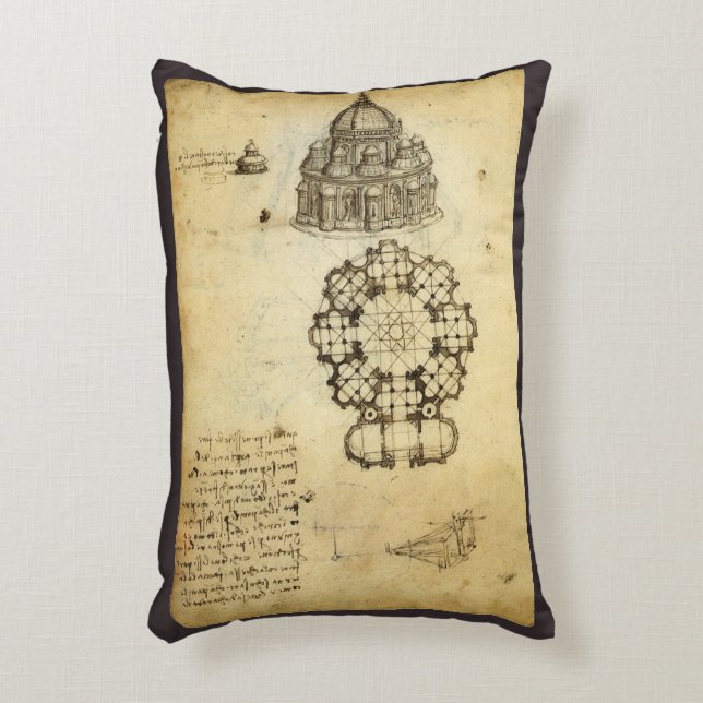 Leonardo da Vinci's Kathedraal Architectuur Studie Accent Kussen (Voorkant(Verticaal))