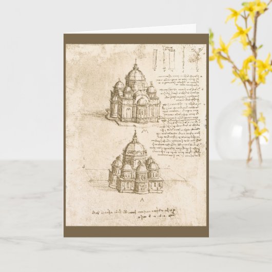 Leonardo da Vinci's Kathedraal Architectuur Studie Kaart (Gele Bloem)