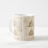 Leonardo da Vinci's Kathedraal Architectuur Studie Koffiemok (Voorkant links)
