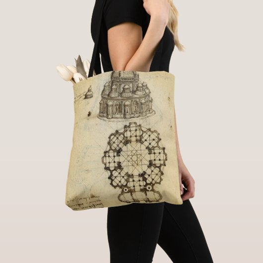 Leonardo da Vinci's Kathedraal Architectuur Studie Tote Bag (Dichtbij)