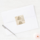 Leonardo da Vinci's Kathedraal Architectuur Studie Vierkante Sticker (Envelop)