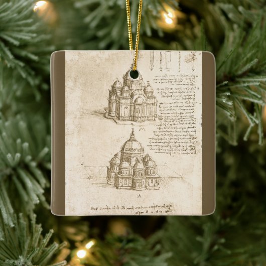 Leonardo da Vinci's Kathedrale Architectuur Studie Keramisch Ornament (Boom)