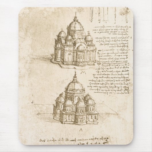 Leonardo da Vinci's Kathedrale Architectuur Studie Muismat (Voorkant)