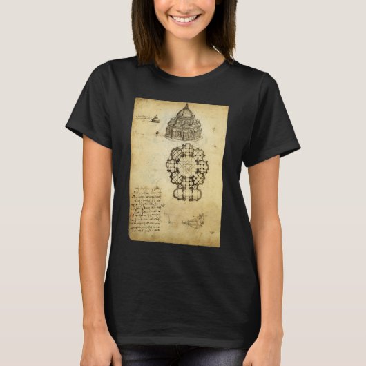 Leonardo da Vinci's Kathedrale Architectuur Studie T-shirt (Voorkant)