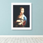 Leonardo da Vinci's Lady met een Ermine (ca. 1490) Canvas Afdruk (Insitu (Houten vloer))