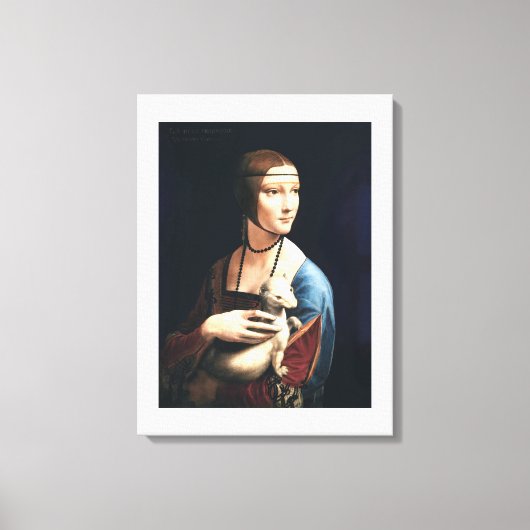 Leonardo da Vinci's Lady met een Ermine (ca. 1490) Canvas Afdruk (Voorkant)