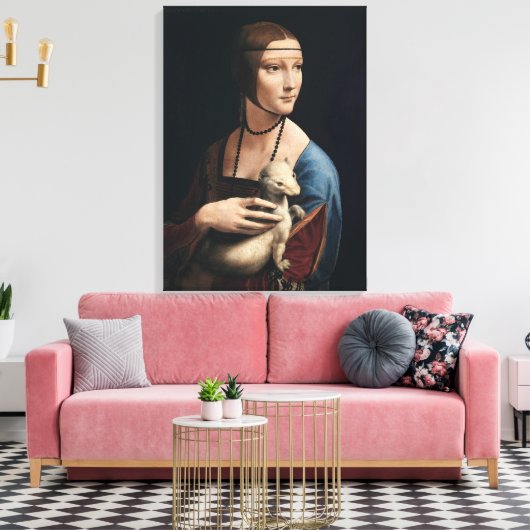 Leonardo da Vinci's Lady met een Ermine (ca. 1490) Canvas Afdruk (Insitu (Woonkamer))