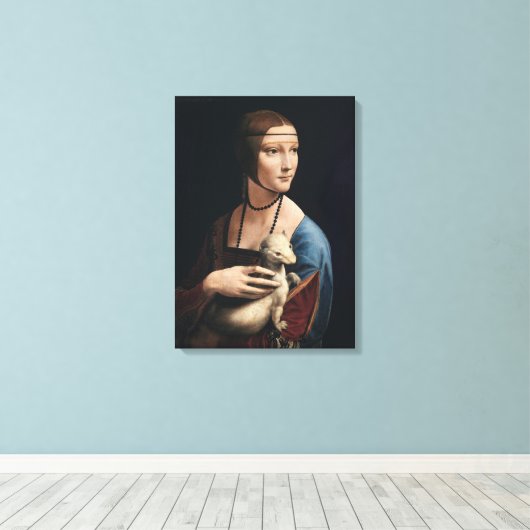 Leonardo da Vinci's Lady met een Ermine (ca. 1490) Canvas Afdruk (Insitu (Houten vloer))