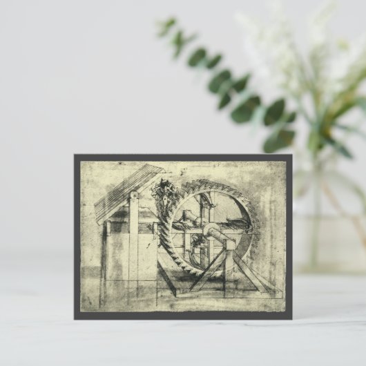 Leonardo da Vinci's loopband aangedreven kruisboog Briefkaart (Staand voorkant)