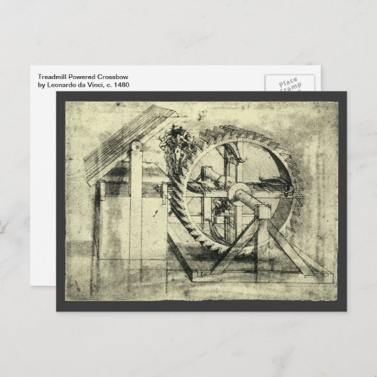 Leonardo da Vinci's loopband aangedreven kruisboog Briefkaart (Voorkant / Achterkant)