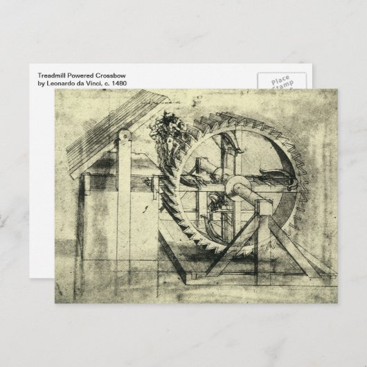 Leonardo da Vinci's loopband aangedreven kruisboog Briefkaart (Voorkant / Achterkant)