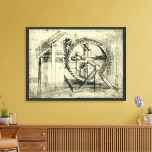 Leonardo da Vinci's loopband aangedreven kruisboog Canvas Afdruk