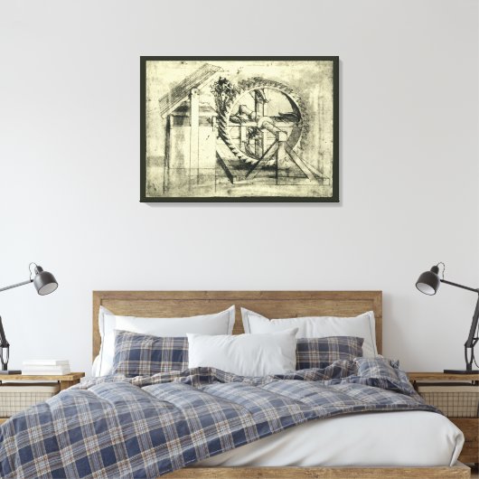 Leonardo da Vinci's loopband aangedreven kruisboog Canvas Afdruk (Insitu (Slaapkamer))