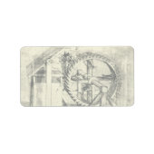 Leonardo da Vinci's loopband aangedreven kruisboog Etiket (Voorkant)